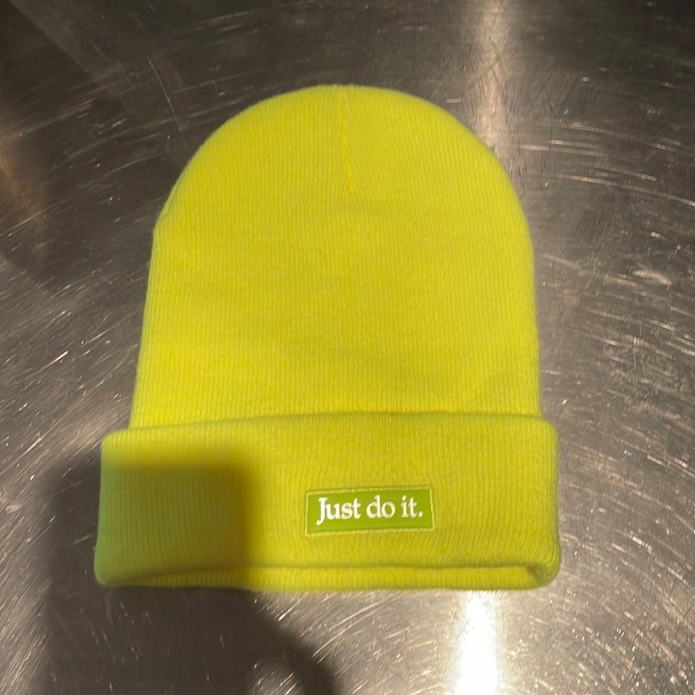 Neon yellow Nike beanie